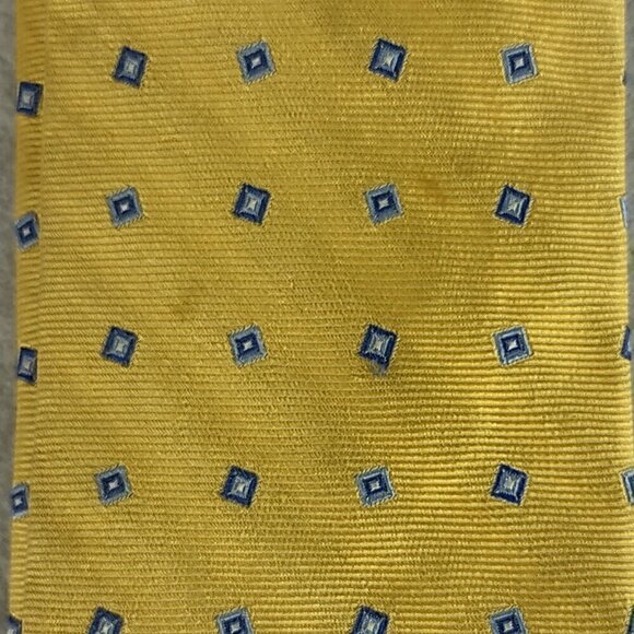 Brooks Brothers Makers & Merchants Yellow And Blue 100% Silk Necktie - Picture 7 of 8